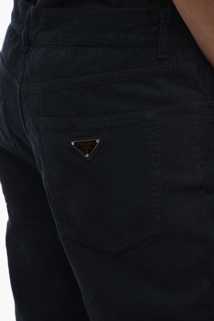 Pantaloni in velluto a coste 5 tasche Prada