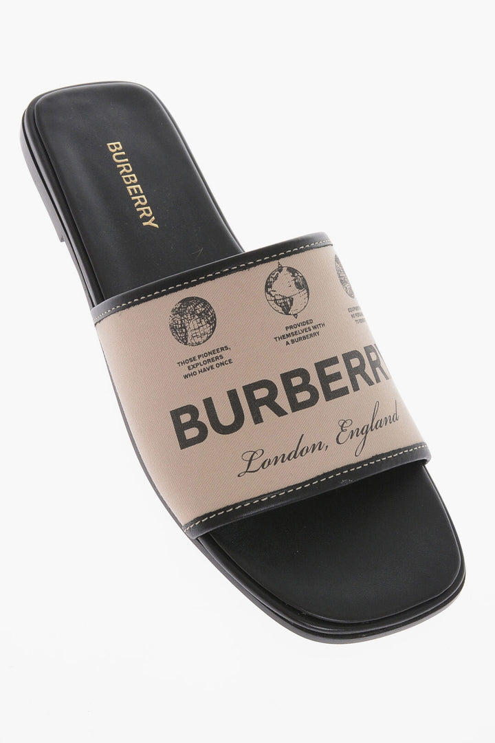 Ciabatte in tessuto Burberry con stampa logo