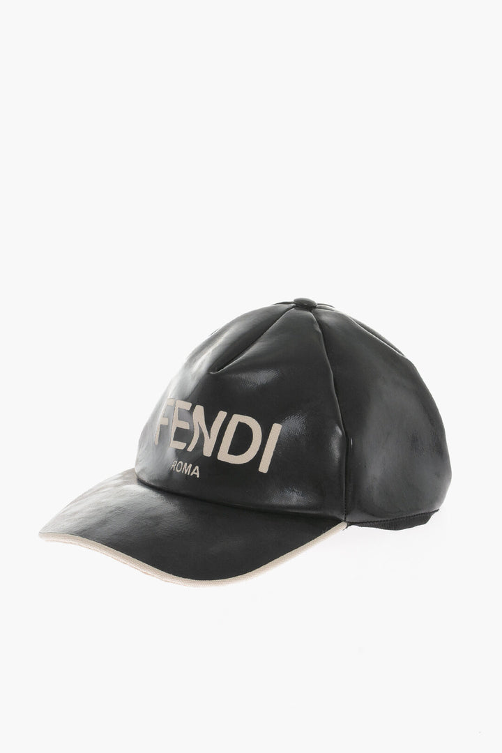 Fendi Coated Canvas Baseball Hat with Logo Lettering