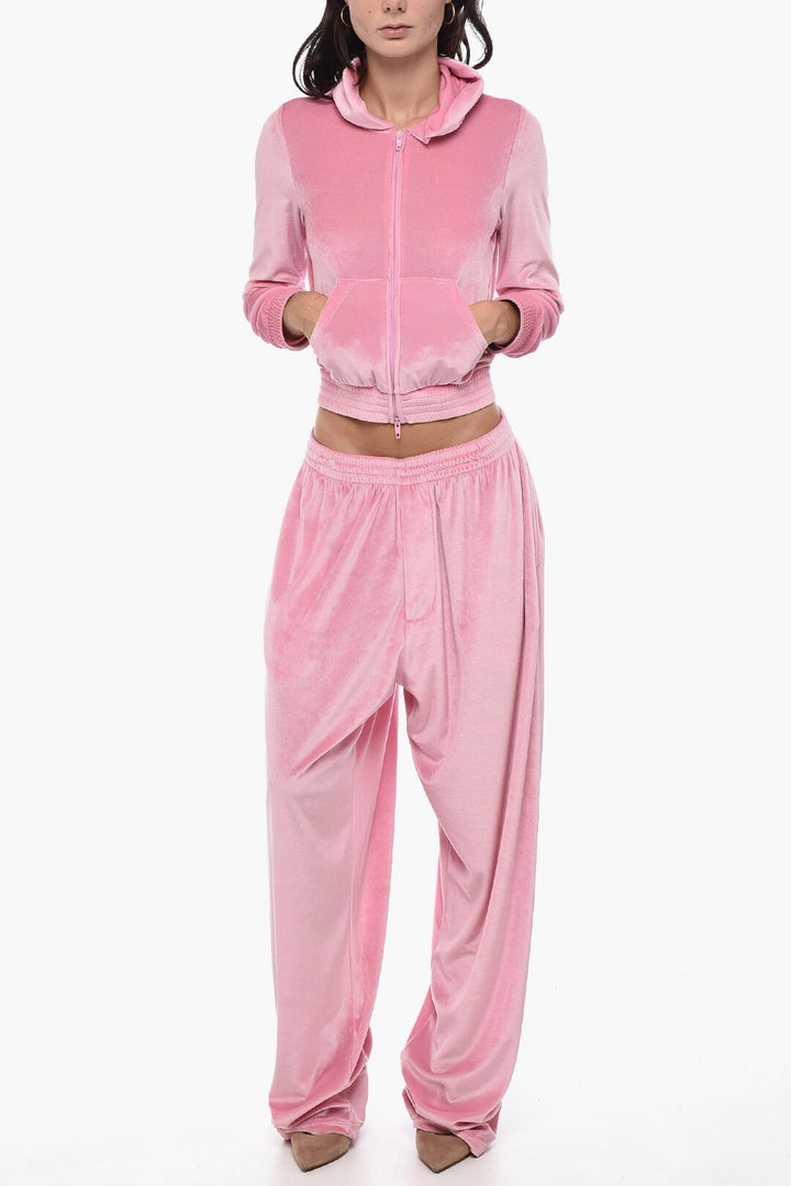 Felpa con cappuccio Balenciaga Chenille con zip e logo in strass