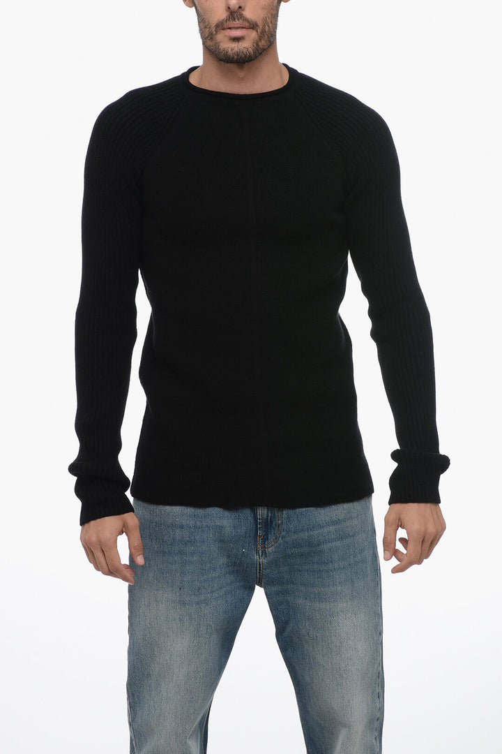 Rick Owens LUXOR Crew Neck Cashmere Blend Pullover with Jacquard Details