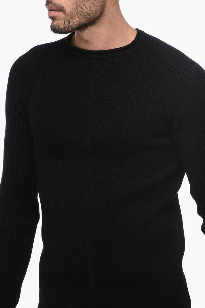 Rick Owens LUXOR Crew Neck Cashmere Blend Pullover with Jacquard Details