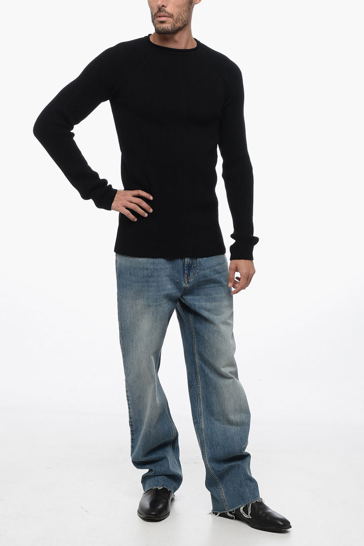 Rick Owens LUXOR Crew Neck Cashmere Blend Pullover with Jacquard Details