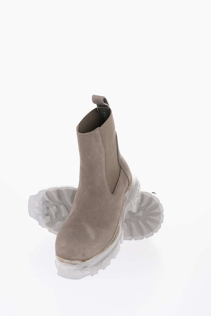 Rick Owens Leather BEATLE BOZO Chelsea Boots with Rubber Sole