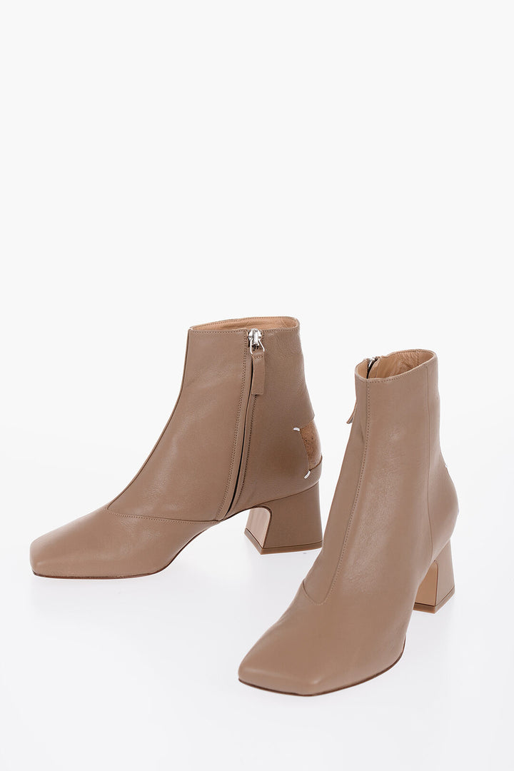 Maison Margiela Leather Booties With Cut-out Detail Heel 6 cm