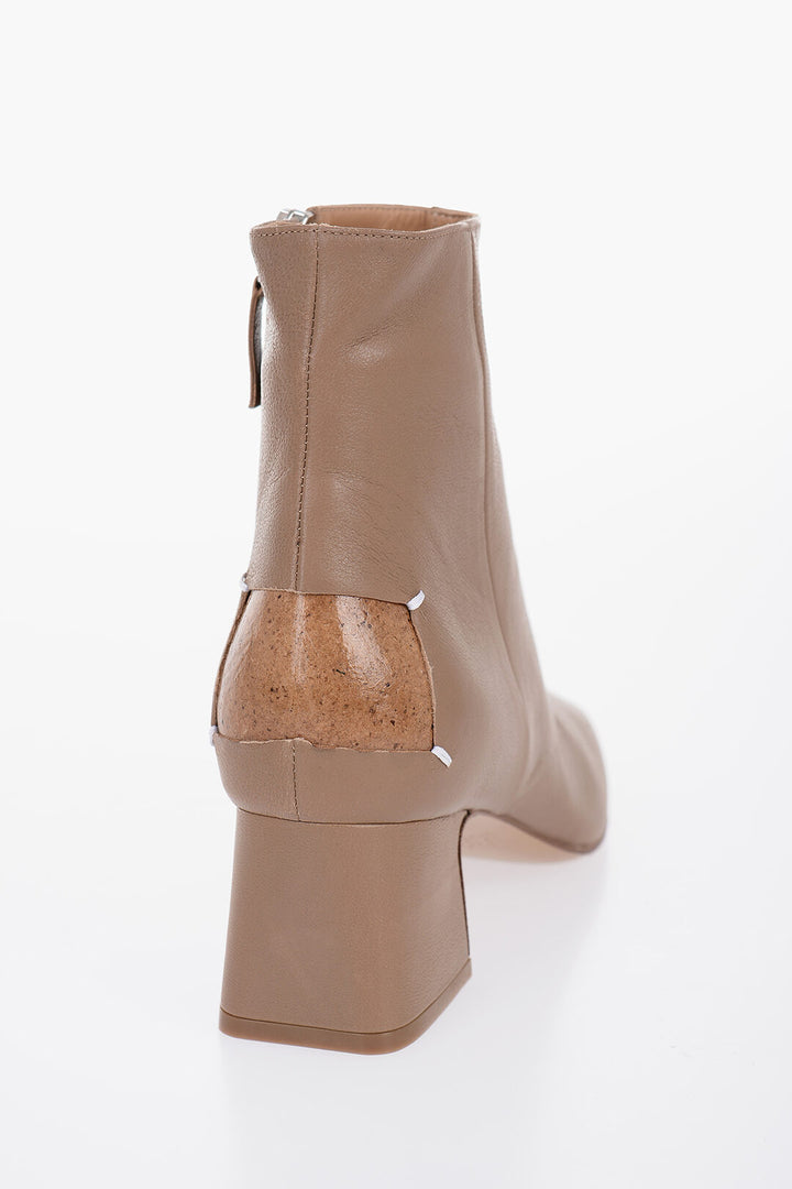 Maison Margiela Leather Booties With Cut-out Detail Heel 6 cm