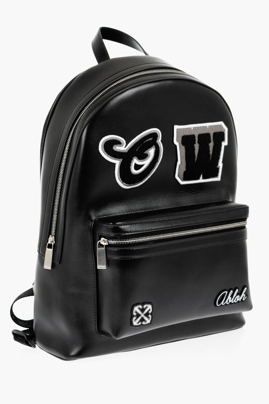 Zaino VARSITY ROUND in pelle bianco sporco con toppe