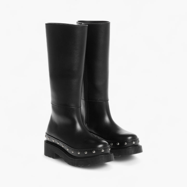 Dior Leather Under the Knee Boots with Studded Detail