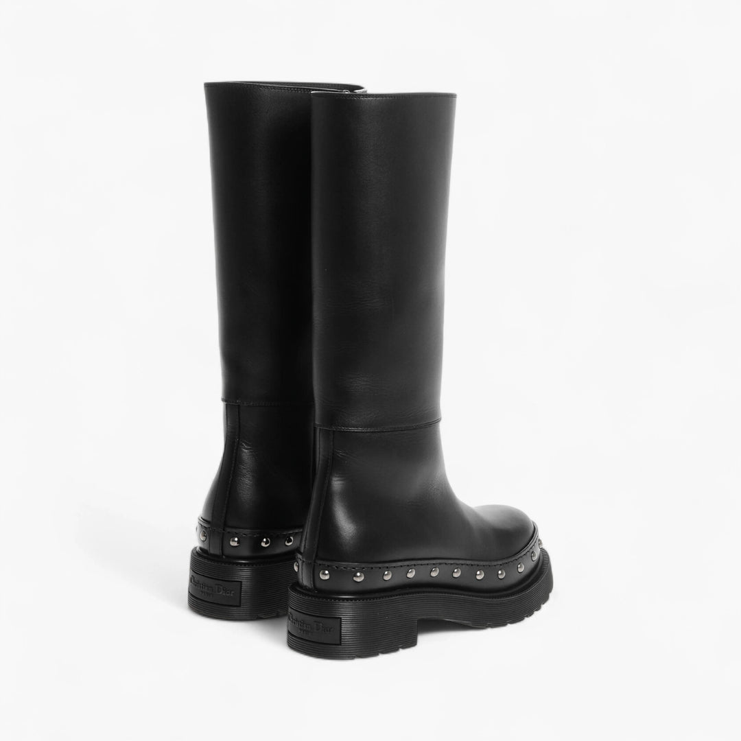 Dior Leather Under the Knee Boots with Studded Detail