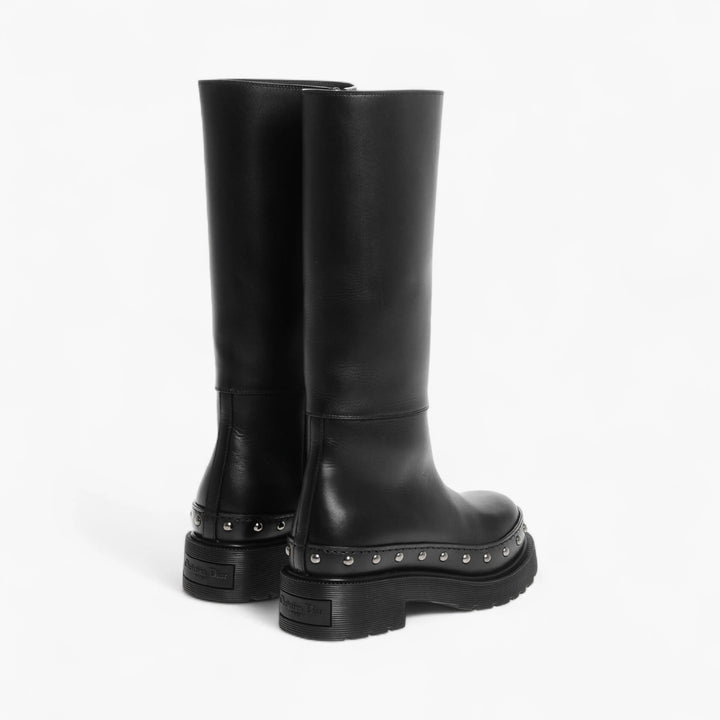 Dior Leather Under the Knee Boots with Studded Detail
