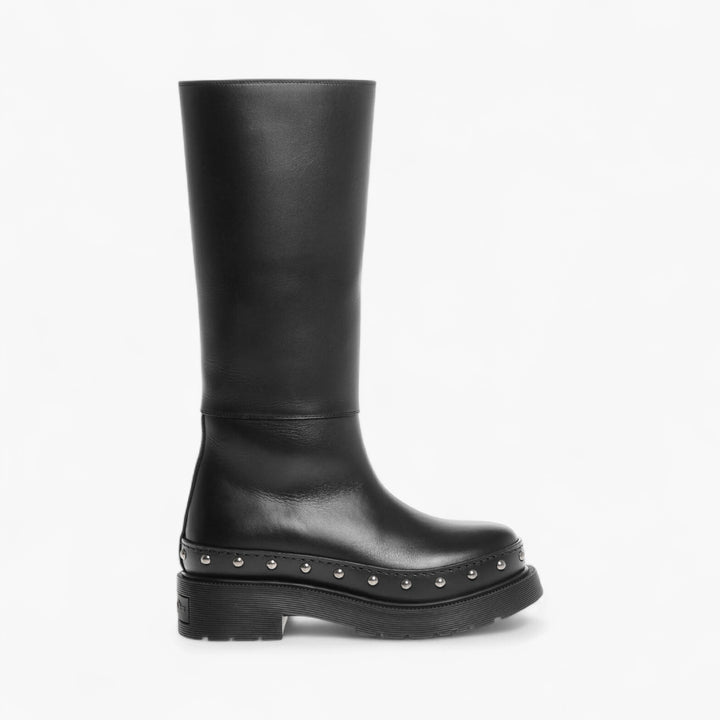 Dior Leather Under the Knee Boots with Studded Detail