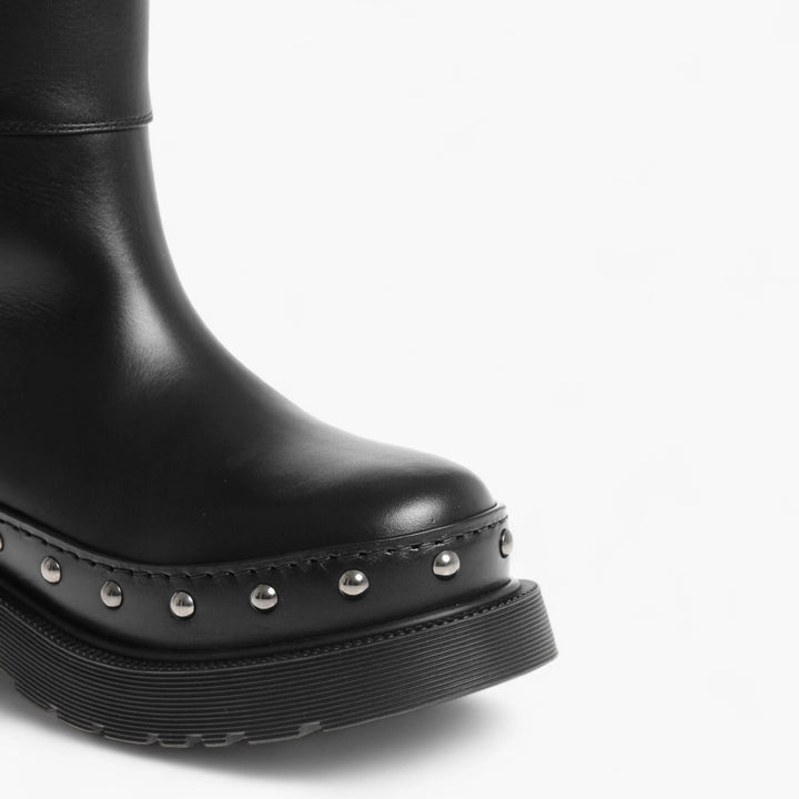 Dior Leather Under the Knee Boots with Studded Detail