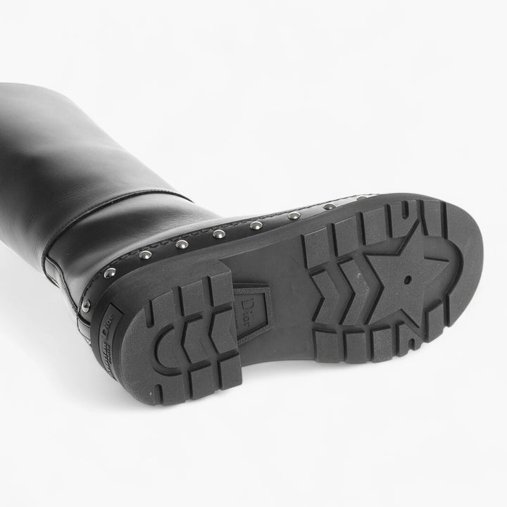 Dior Leather Under the Knee Boots with Studded Detail