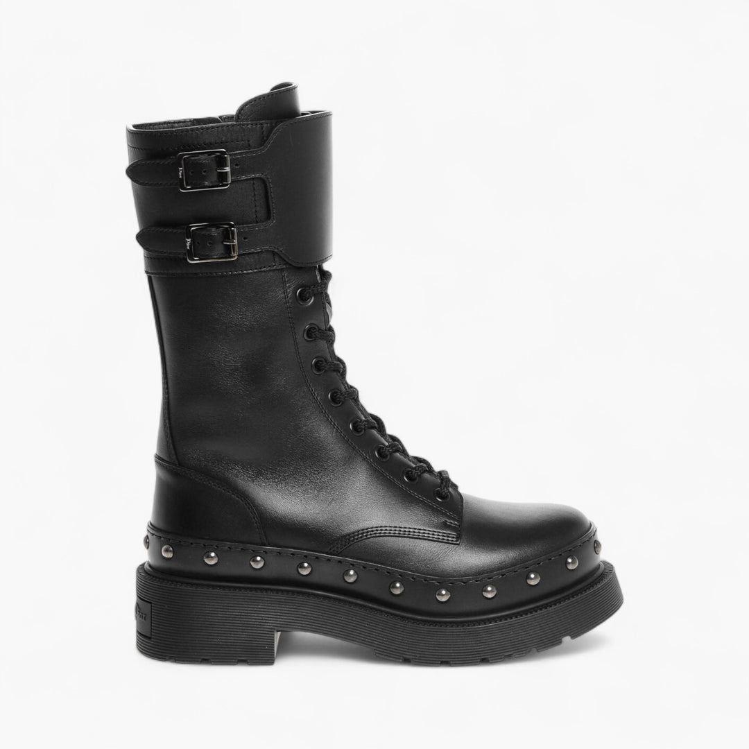 Dior Leather Combat Booties with Studded Detail