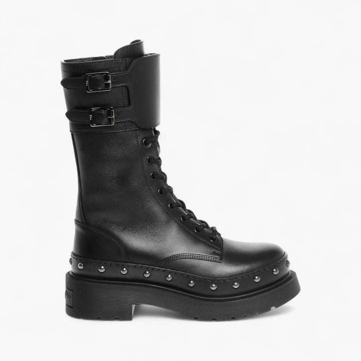 Dior Leather Combat Booties with Studded Detail