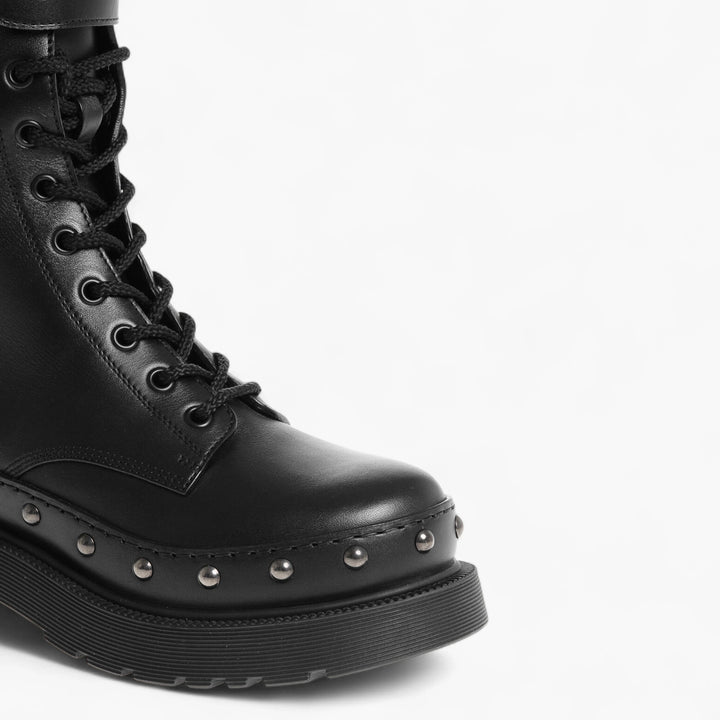 Dior Leather Combat Booties with Studded Detail