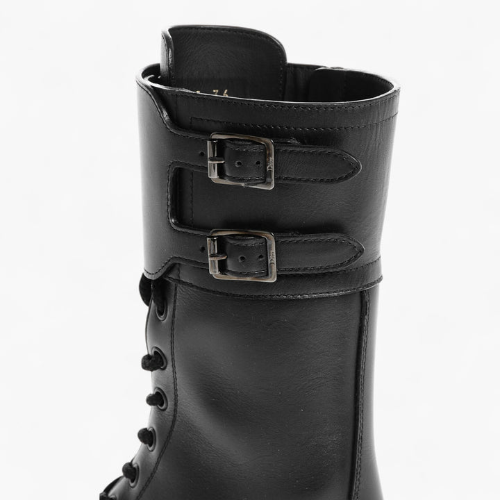 Dior Leather Combat Booties with Studded Detail