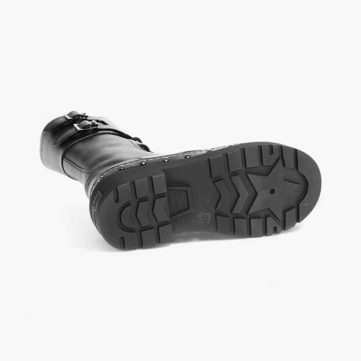 Dior Leather Combat Booties with Studded Detail