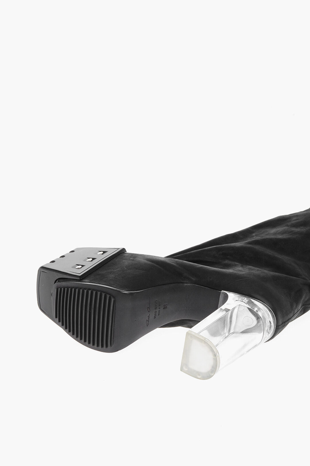 Rick Owens Leather Over the Knee Boots with Platform Sole 12cm
