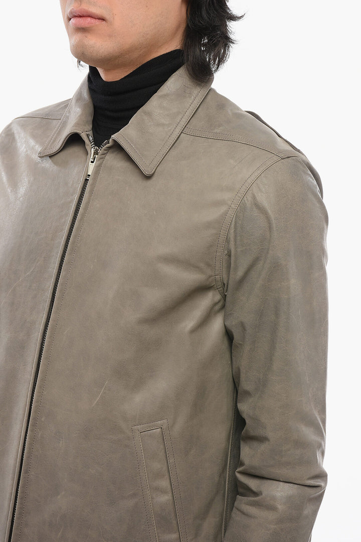 Rick Owens LIDO Leather BRAD Jacket with Front Zip