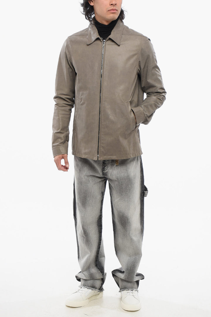 Rick Owens LIDO Leather BRAD Jacket with Front Zip