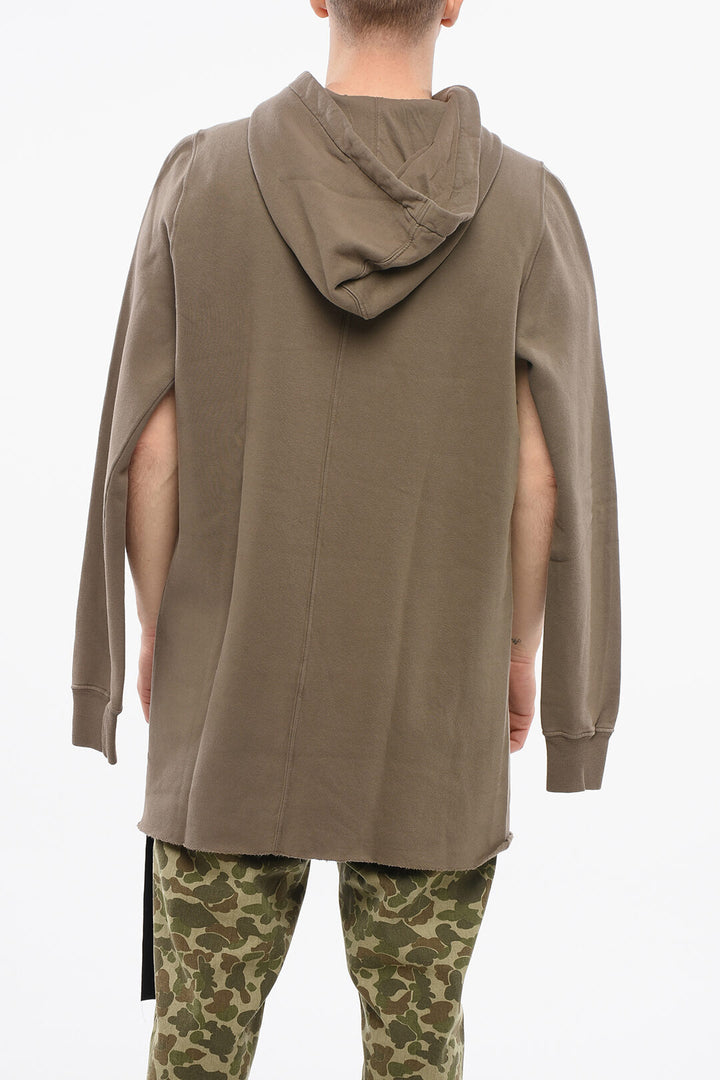Rick Owens DRKSHDW Cotton Hoodie with Cut-outs and Raw-cut Hem
