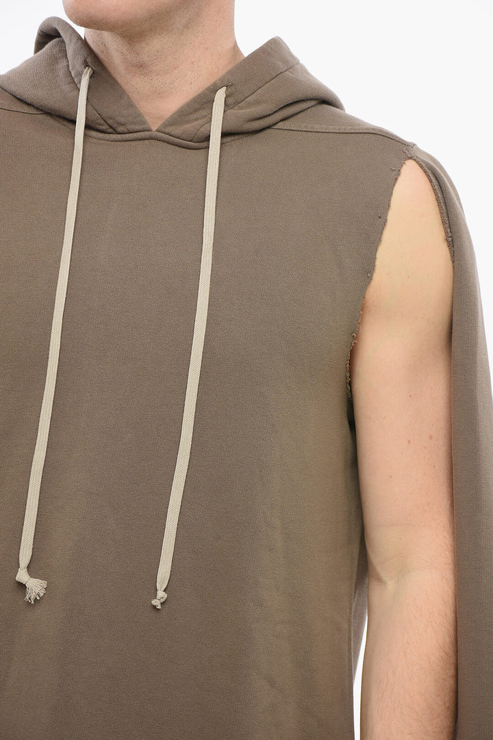 Rick Owens DRKSHDW Cotton Hoodie with Cut-outs and Raw-cut Hem