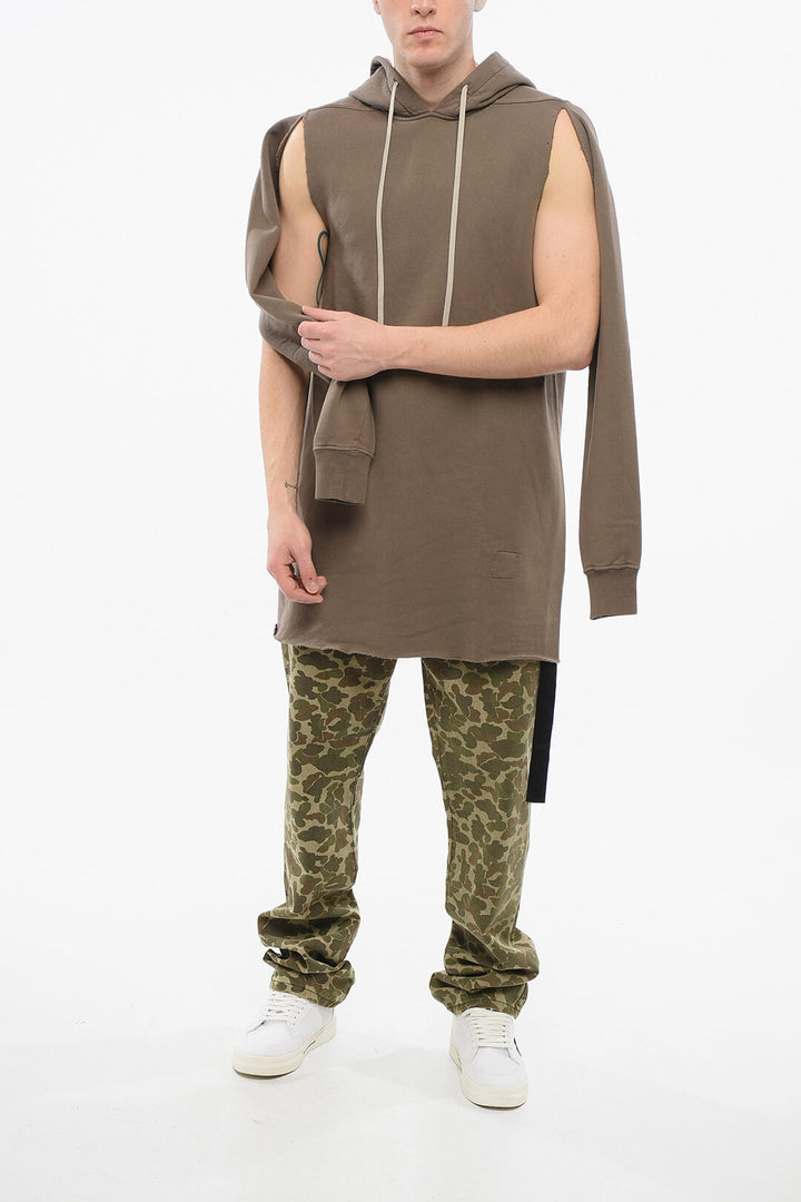 Rick Owens DRKSHDW Cotton Hoodie with Cut-outs and Raw-cut Hem