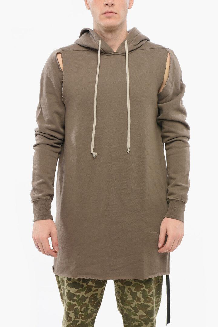 Rick Owens DRKSHDW Cotton Hoodie with Cut-outs and Raw-cut Hem