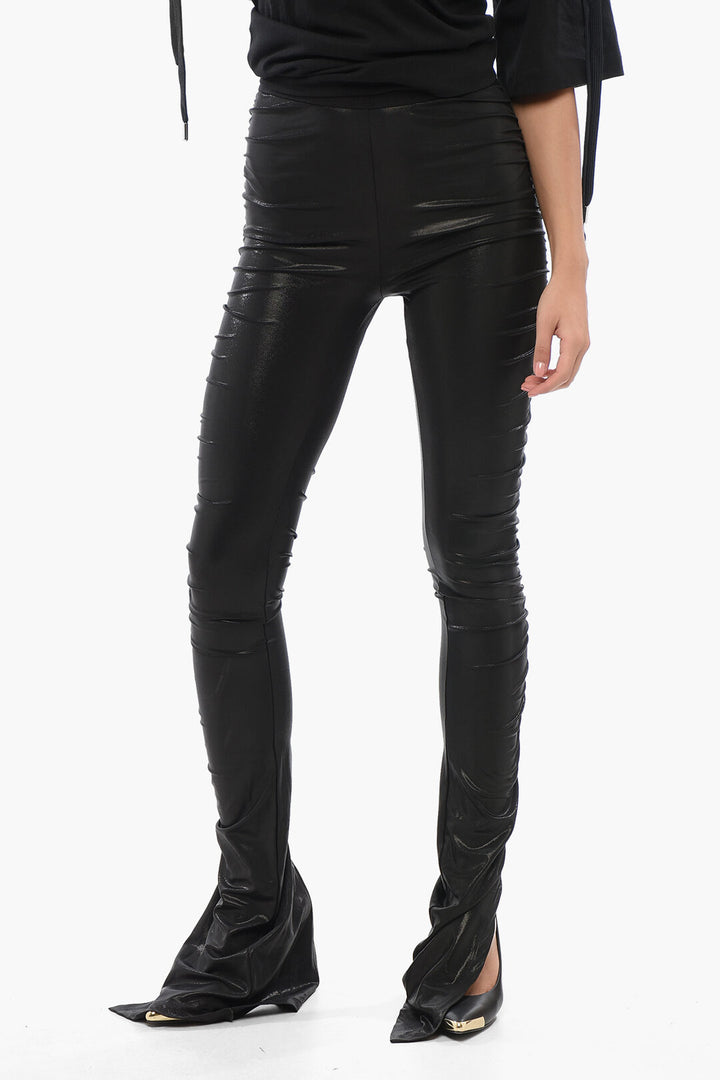 Rick Owens Lurex High-waisted Pants with Gathered Detail