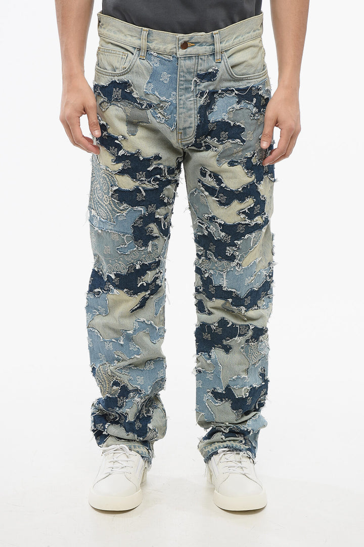 Amiri Fringed Hem PATCHWORK CAMO Denims 22cm