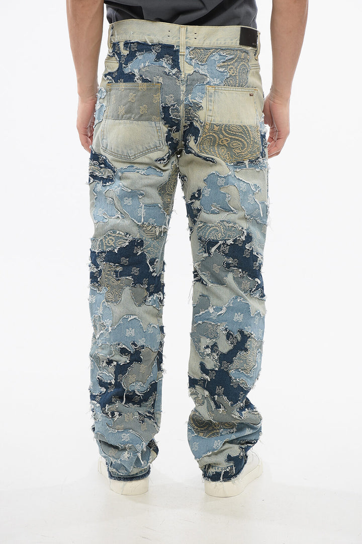 Amiri Fringed Hem PATCHWORK CAMO Denims 22cm