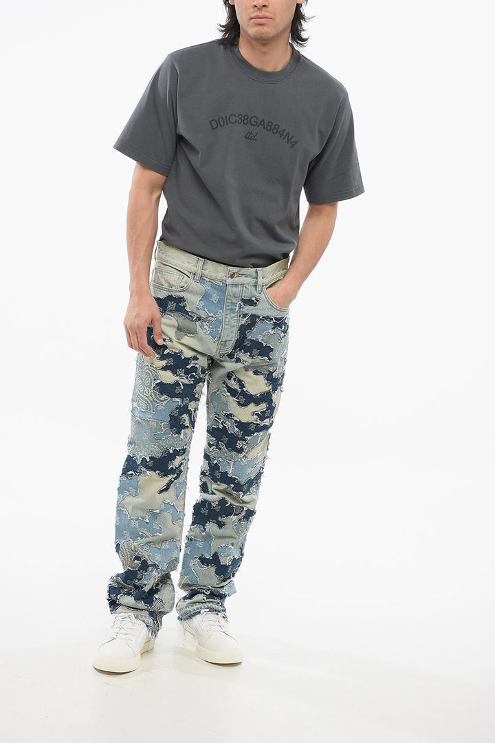 Amiri Fringed Hem PATCHWORK CAMO Denims 22cm