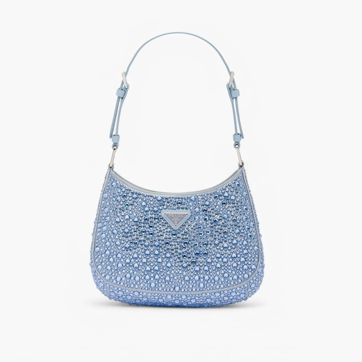 Borsa a tracolla PRADA Cleo Satin con applicazioni di cristalli