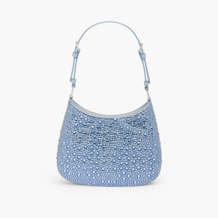 Borsa a tracolla PRADA Cleo Satin con applicazioni di cristalli