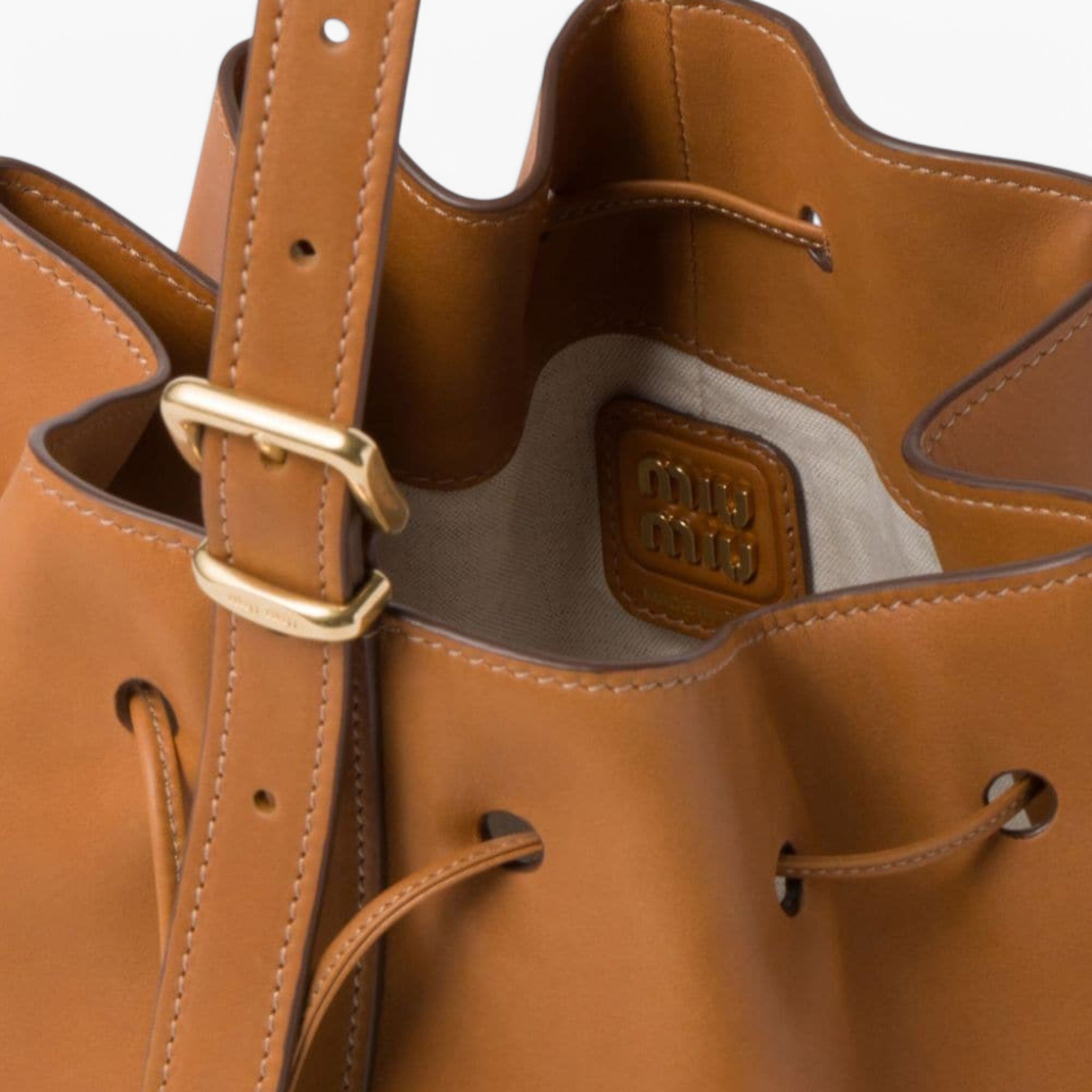 関税・送料込 MIU MIU Caramel leather bucket バッグ MIU MIU Bucket with Logo – Maxim Paris