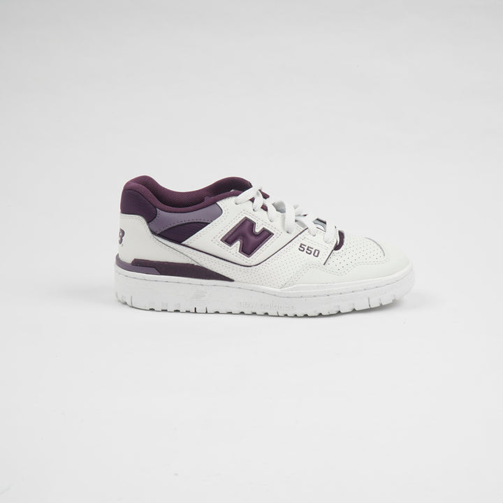 New Balance White-Purple Leather Sneakers