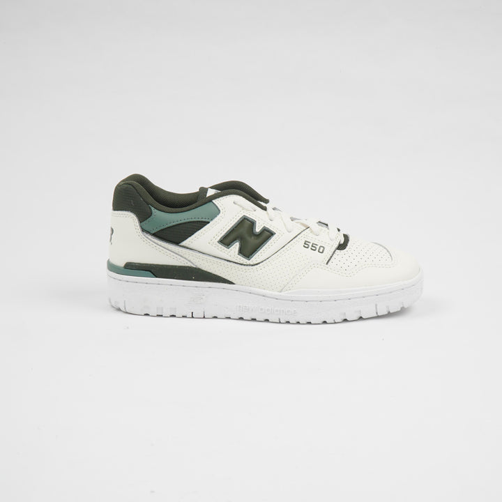 New Balance Ivory-Green Leather Sneakers