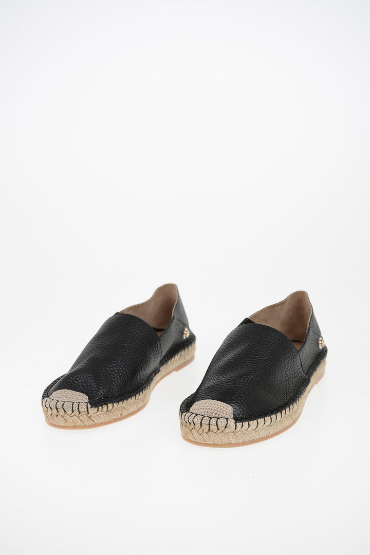 Valentino GARAVANI Leather Espadrilles with Feathers Application