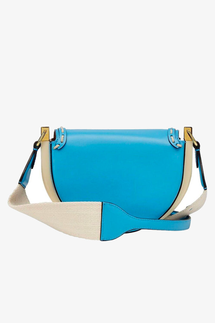 Fendi Moonlight Cyber Blue Leather Satchel Crossbody Bag