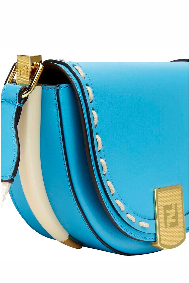 Fendi Moonlight Cyber Blue Leather Satchel Crossbody Bag
