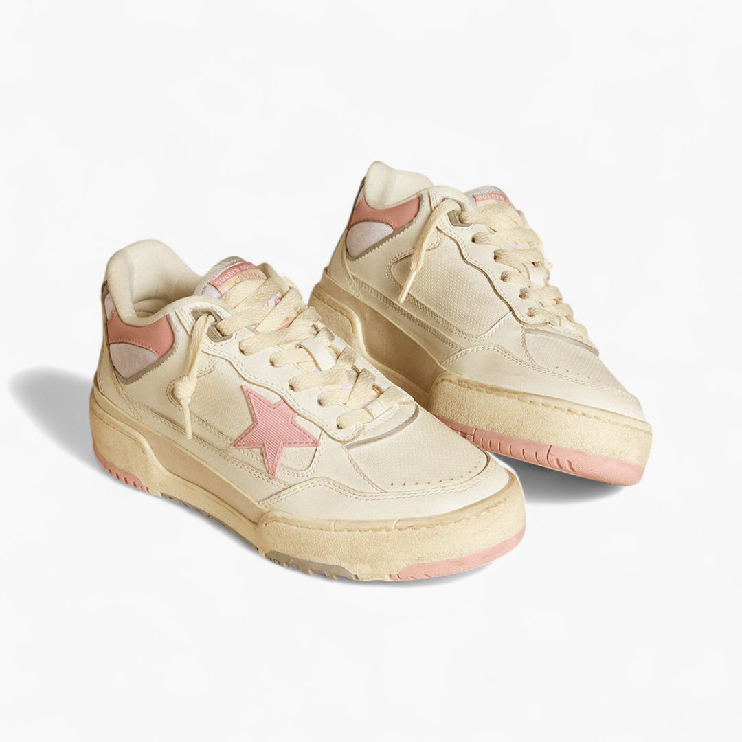 Golden Goose Men's Forty2 with Pink Star and White Leather Heel Tab