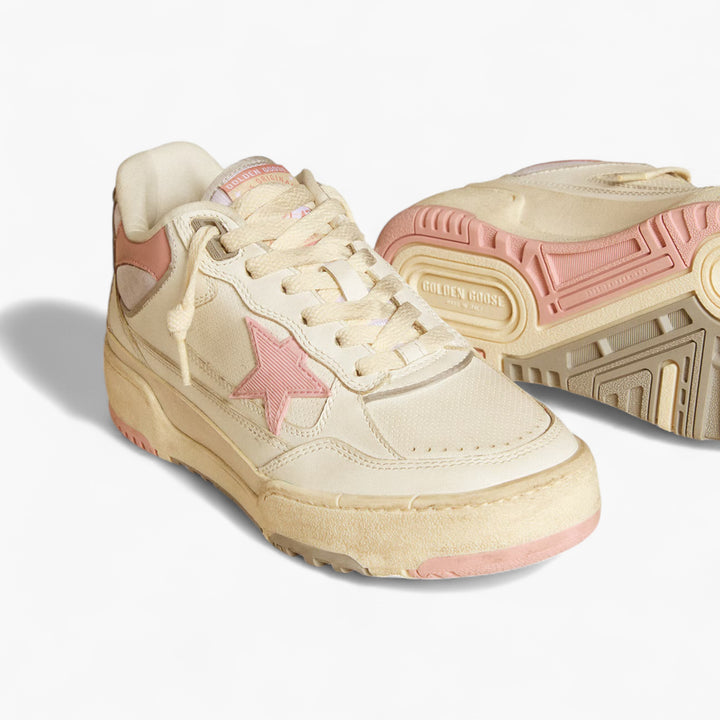 Golden Goose Men's Forty2 with Pink Star and White Leather Heel Tab