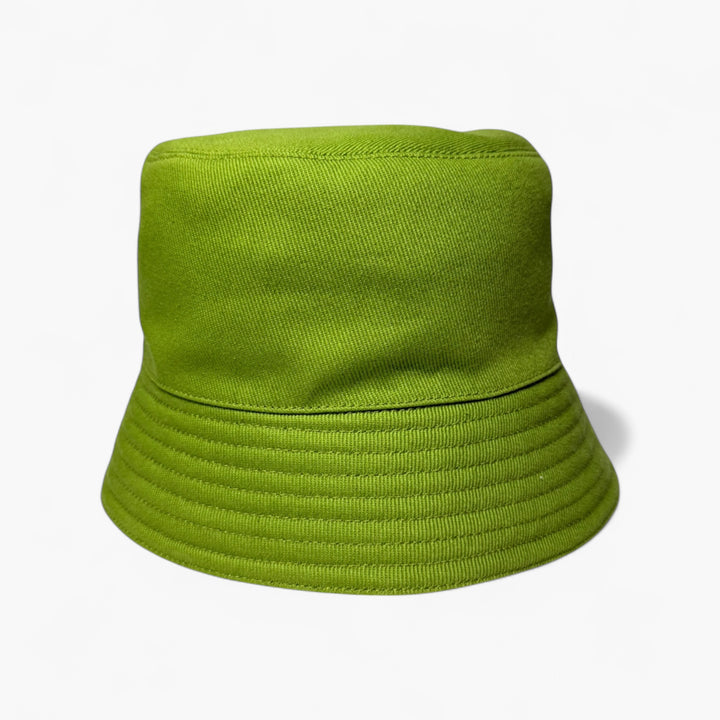Prada Cotton Bucket Hat with Triangle Logo Green