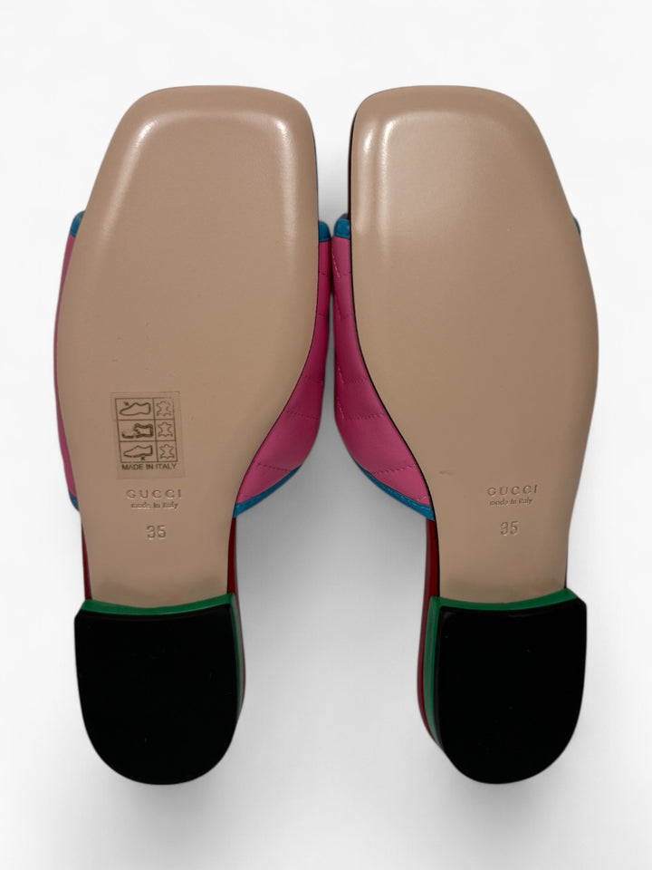 Gucci Multicolor Quilted Double G Sandals