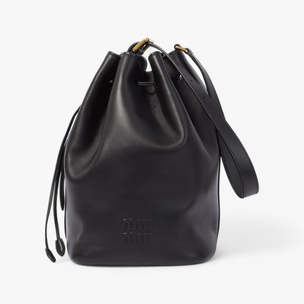 【MIU MIU】BUCKET BAG MIU MIU Bucket with Logo Black – Maxim Paris