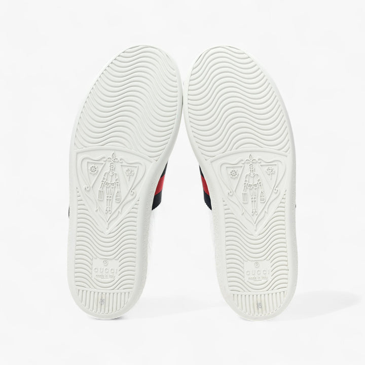 Gucci Metallic Nappa Silk Ayers Web Embroidered Women's Ace Sneakers