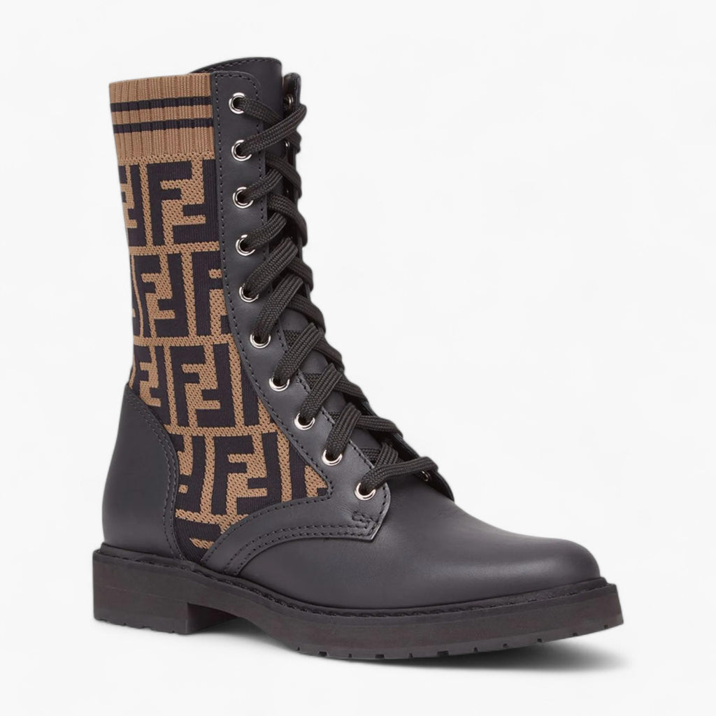 Fendi Rockoko FF Combat Boots Brown – Maxim Paris