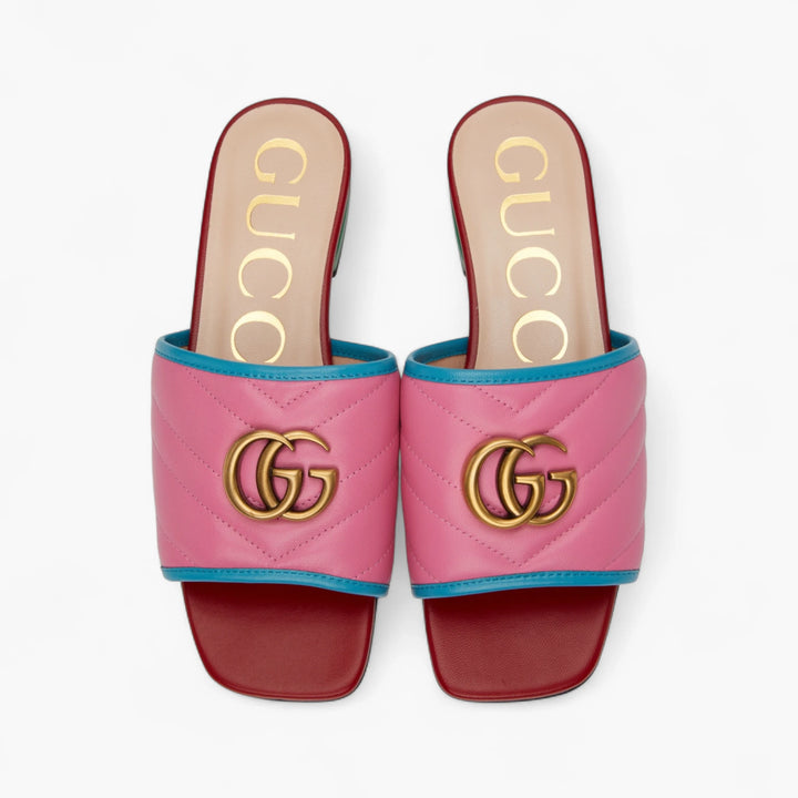 Gucci Multicolor Quilted Double G Sandals
