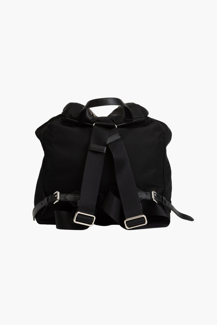 Borsa Prada nera in nylon Made in Italy con decorazioni e spallacci regolabili